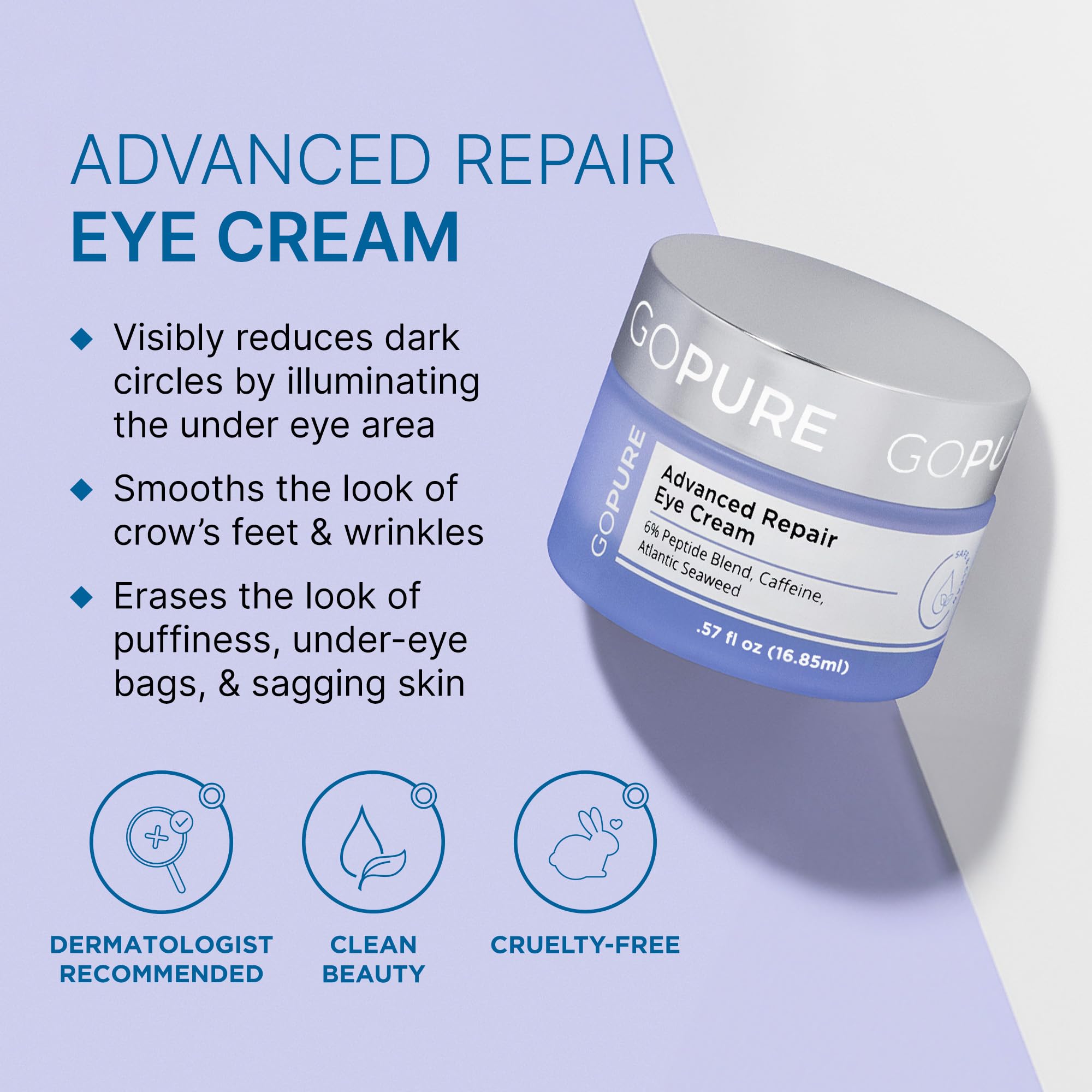 GoPure Beauty anti-aging eye cream texture swatch showing cream consistency for dark circles