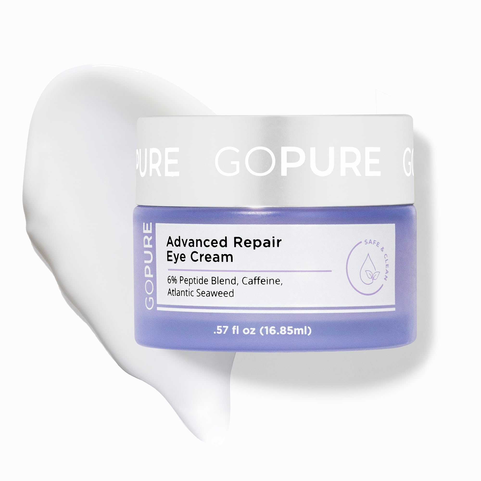 GoPure under eye cream for puffiness and wrinkles 0.57 fluid ounce size comparison view