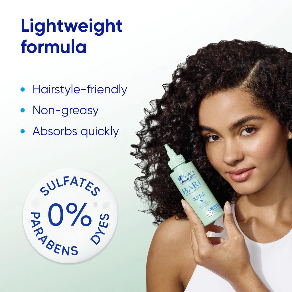 Head and Shoulders Bare Scalp Relief Serum back label with ingredients and directions.