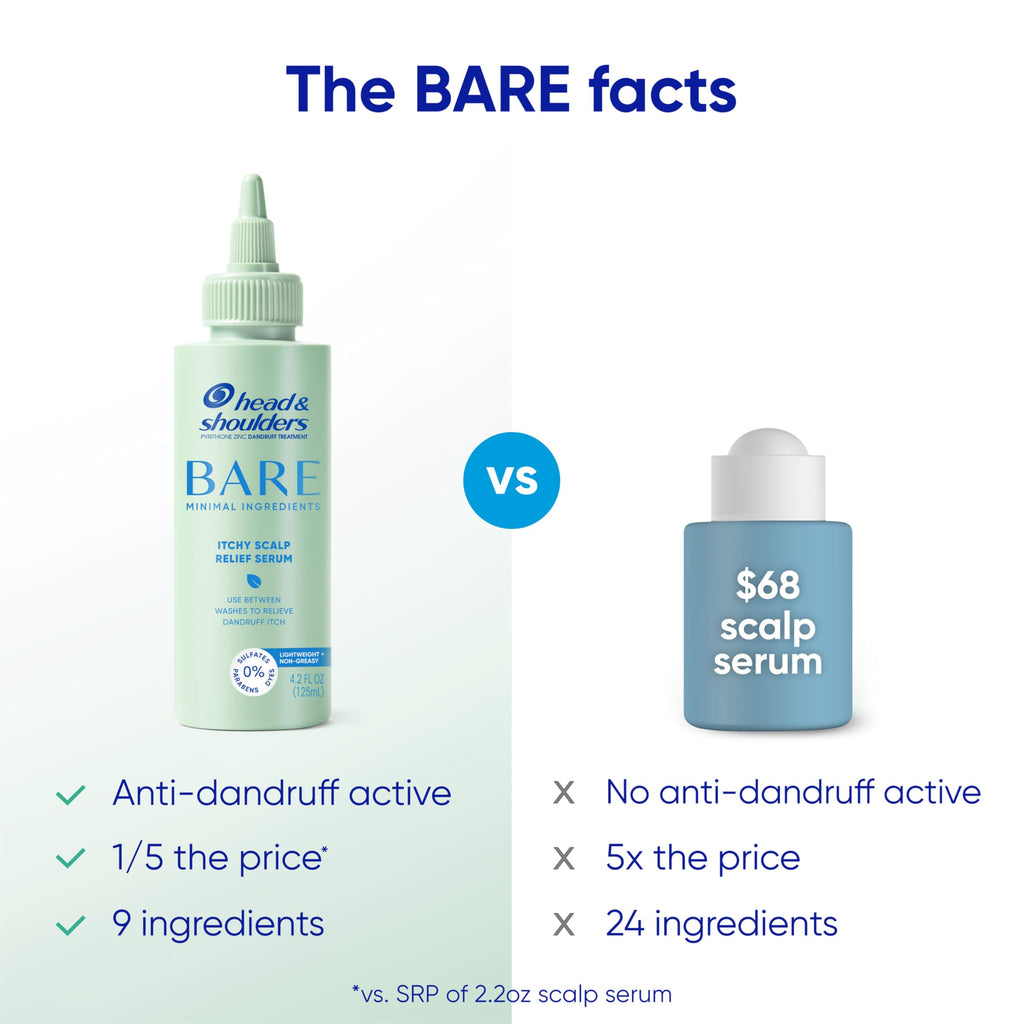 Head and Shoulders Bare Scalp Relief Serum liquid texture demonstration on hand.