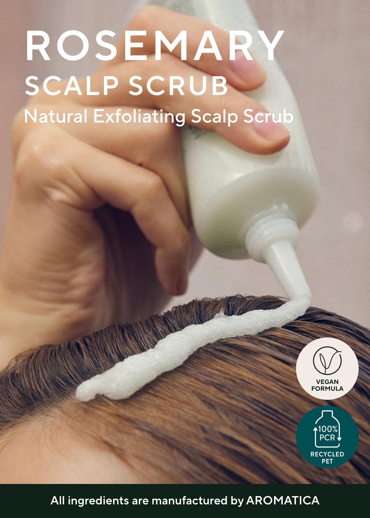 Close up of Aromatica Rosemary Scalp Scrub packaging design