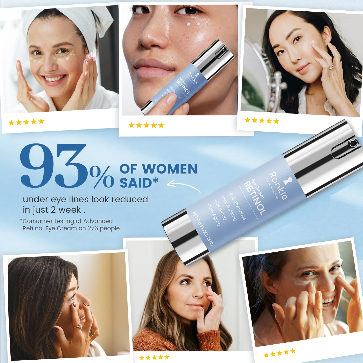 Ronkie paraben free and sulfate free retinol under eye moisturizer