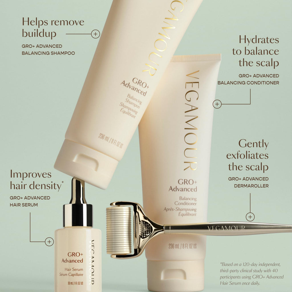 Vegamour advanced hair growth tool packaging and device