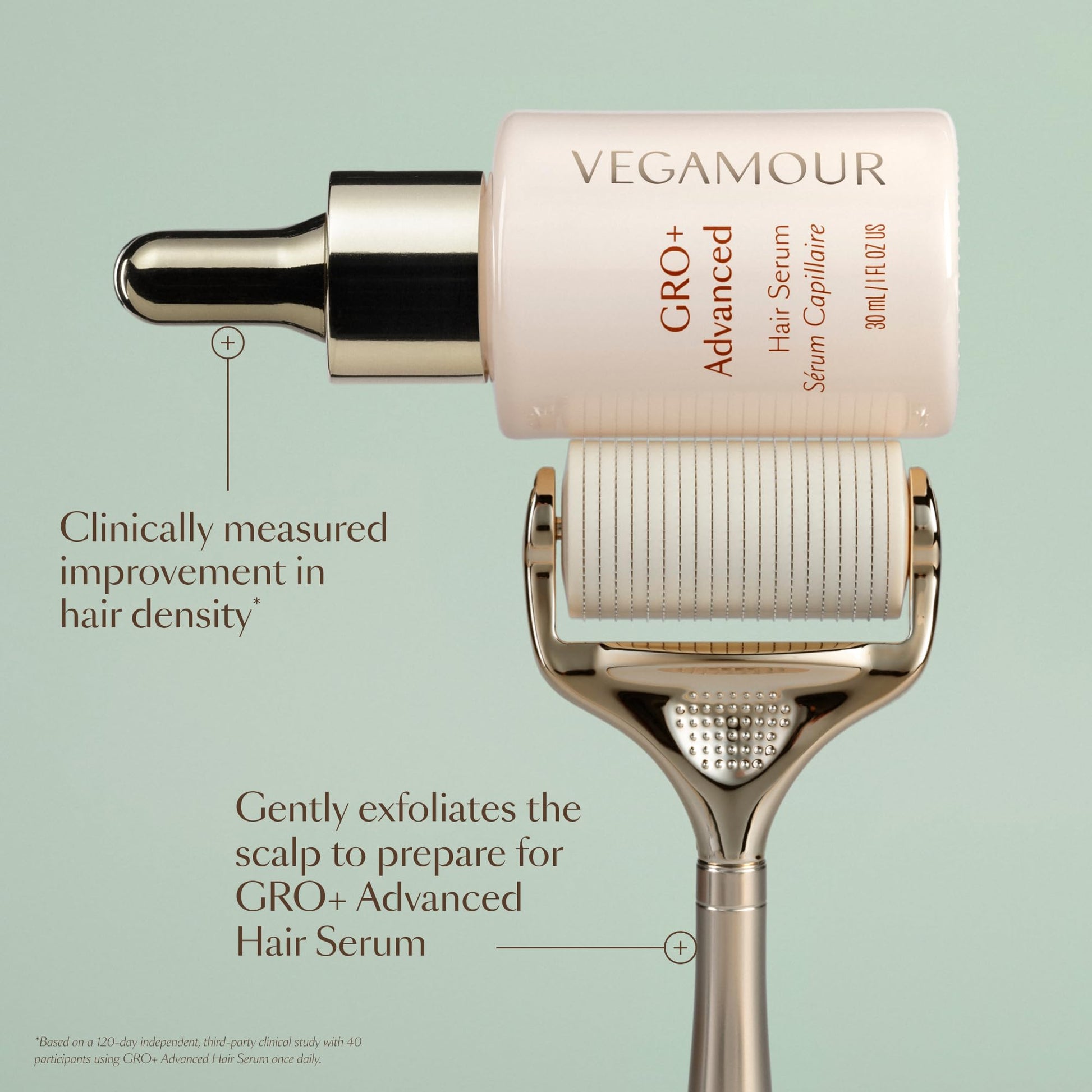 Side profile of Vegamour GRO Advanced scalp roller