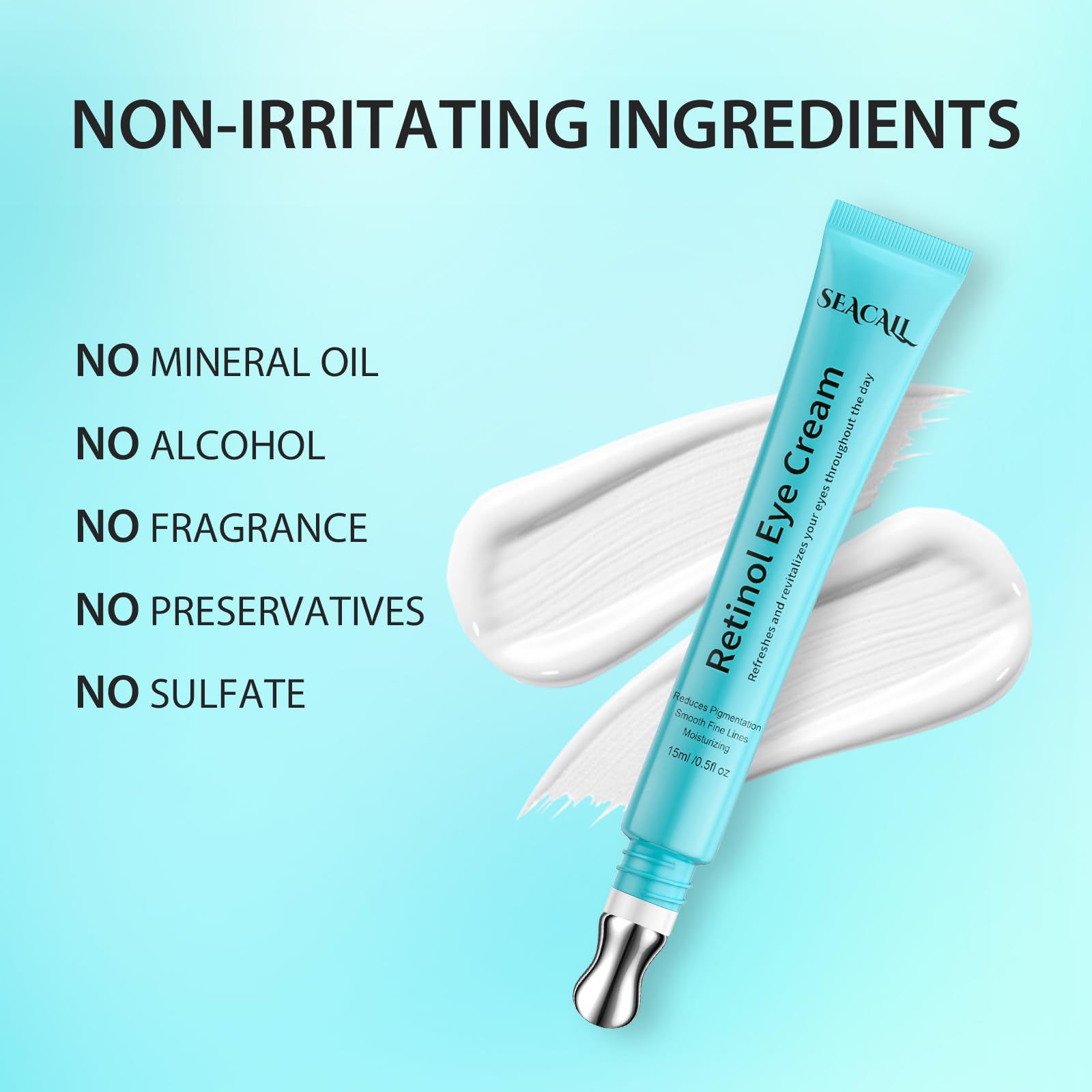 Seacall anti-aging under-eye treatment being applied gently along the orbital bone.