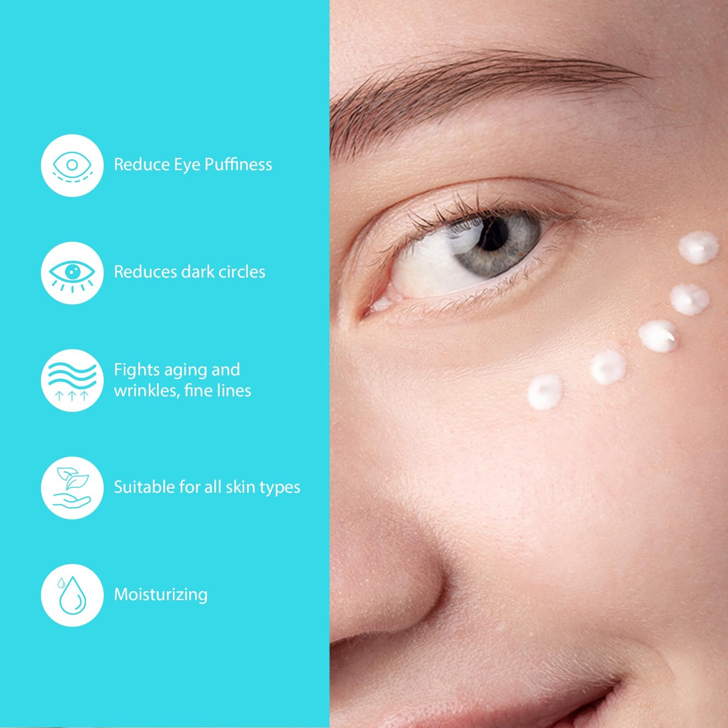 The 15 milliliter portable container of Seacall eye cream with caffeine and vitamin C ingredients.
