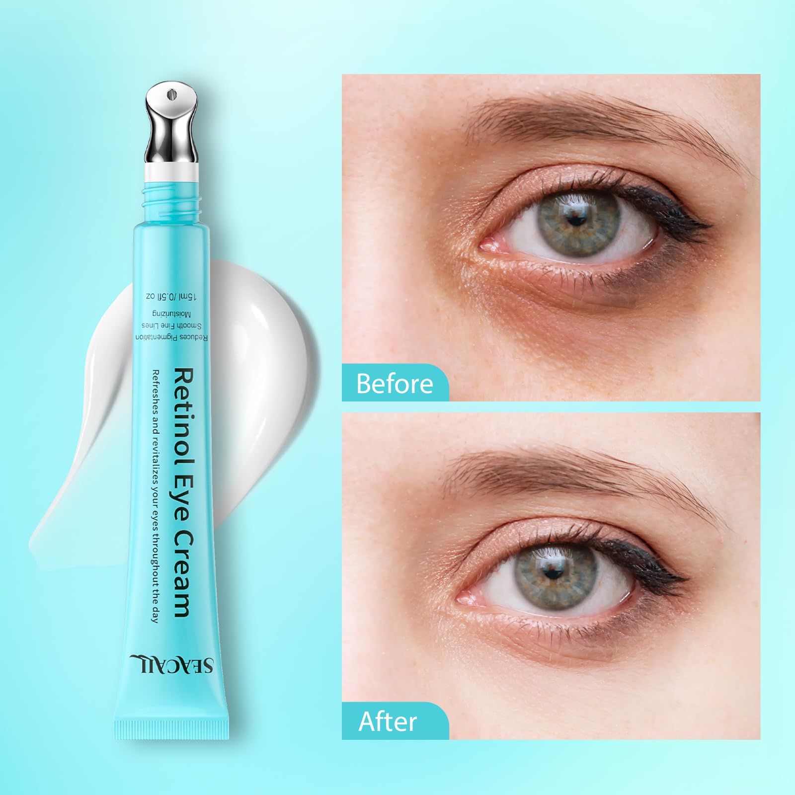 Texture shot of the lightweight fragrance-free retinol eye cream formulation.