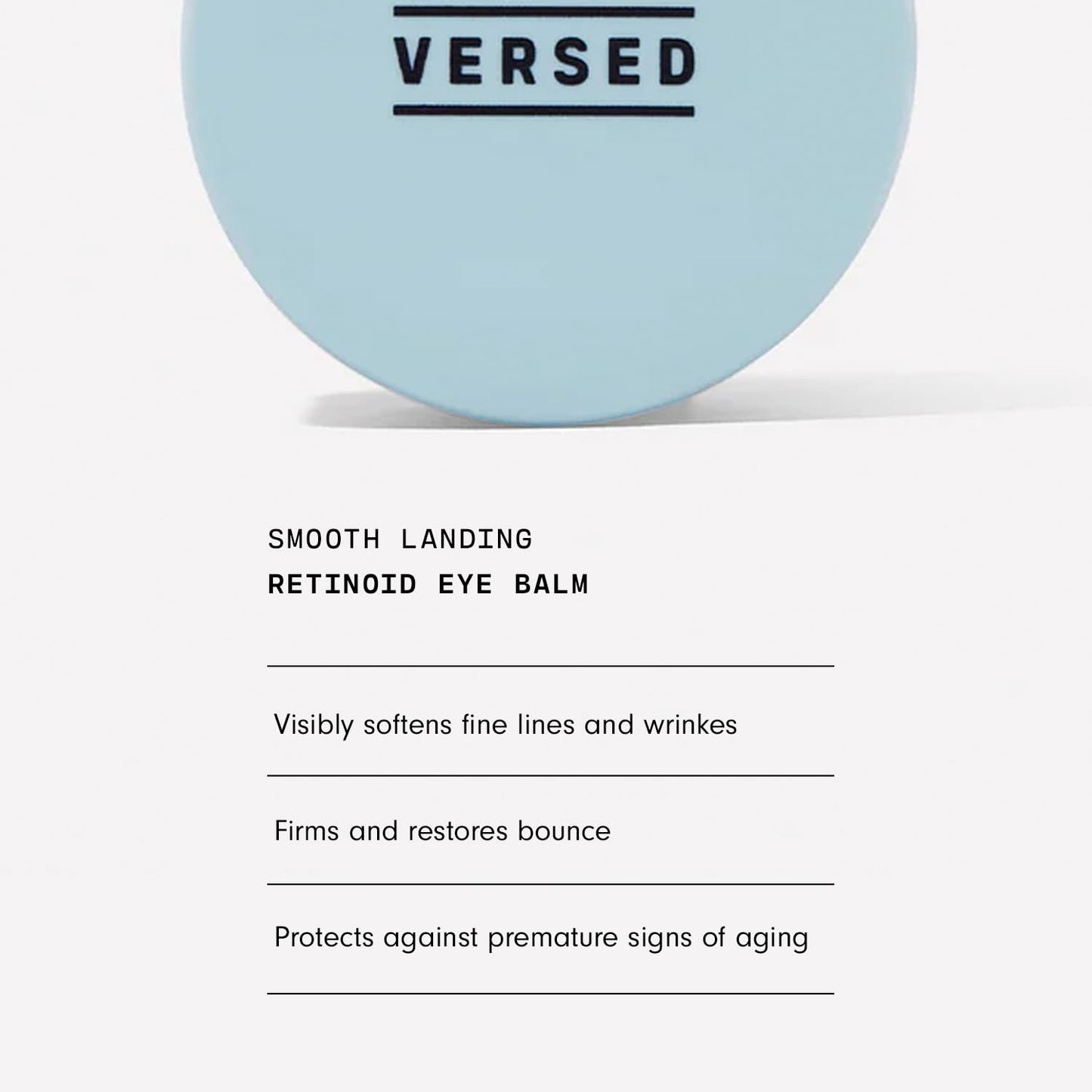 Versed skincare smooth landing eye balm open jar display