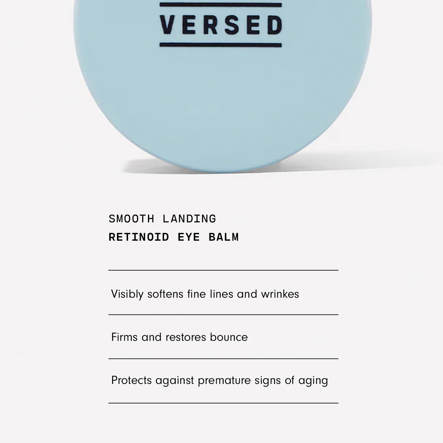 Versed skincare smooth landing eye balm open jar display