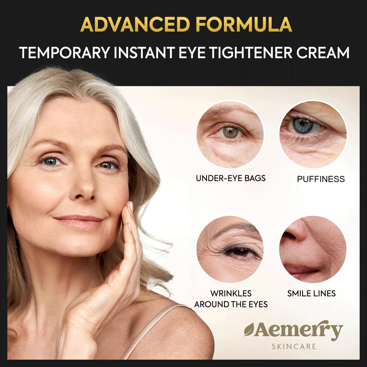 Under eye puffiness reduction cream packaging overview