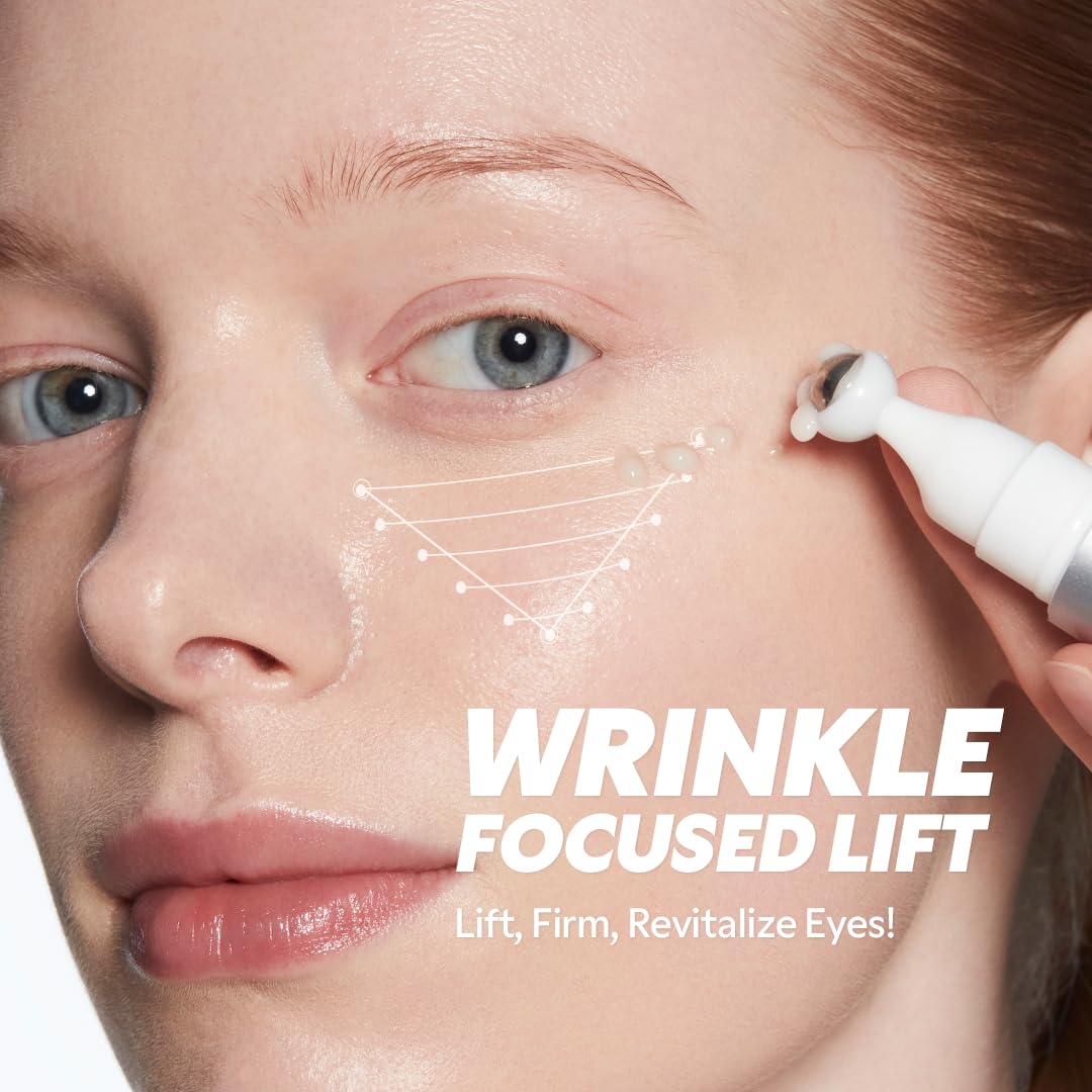 Close-up of the TIRTIR anti-wrinkle eye cream built-in metal rollerball applicator