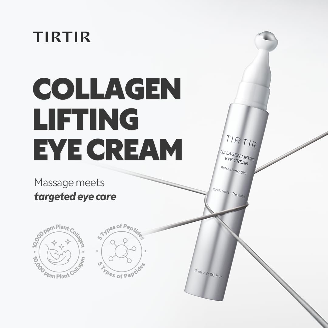TIRTIR plant-based collagen eye treatment being applied to the under-eye area
