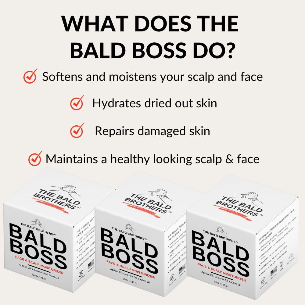 The Bald Brothers Bald Boss Mattifying Moisturizer container displayed on a clean surface