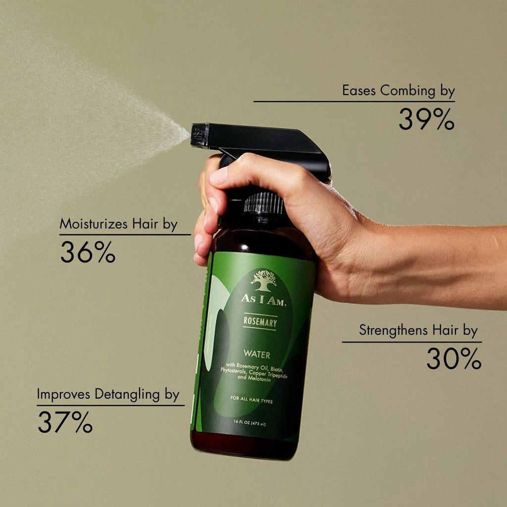 As I Am Rosemary Water black trigger spray nozzle close up