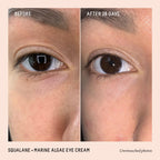 Biossance Squalane And Marine Algae Eye Cream open jar showing texture