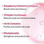 A'PIEU Raspberry Hair Vinegar graphic design showcasing fresh raspberries