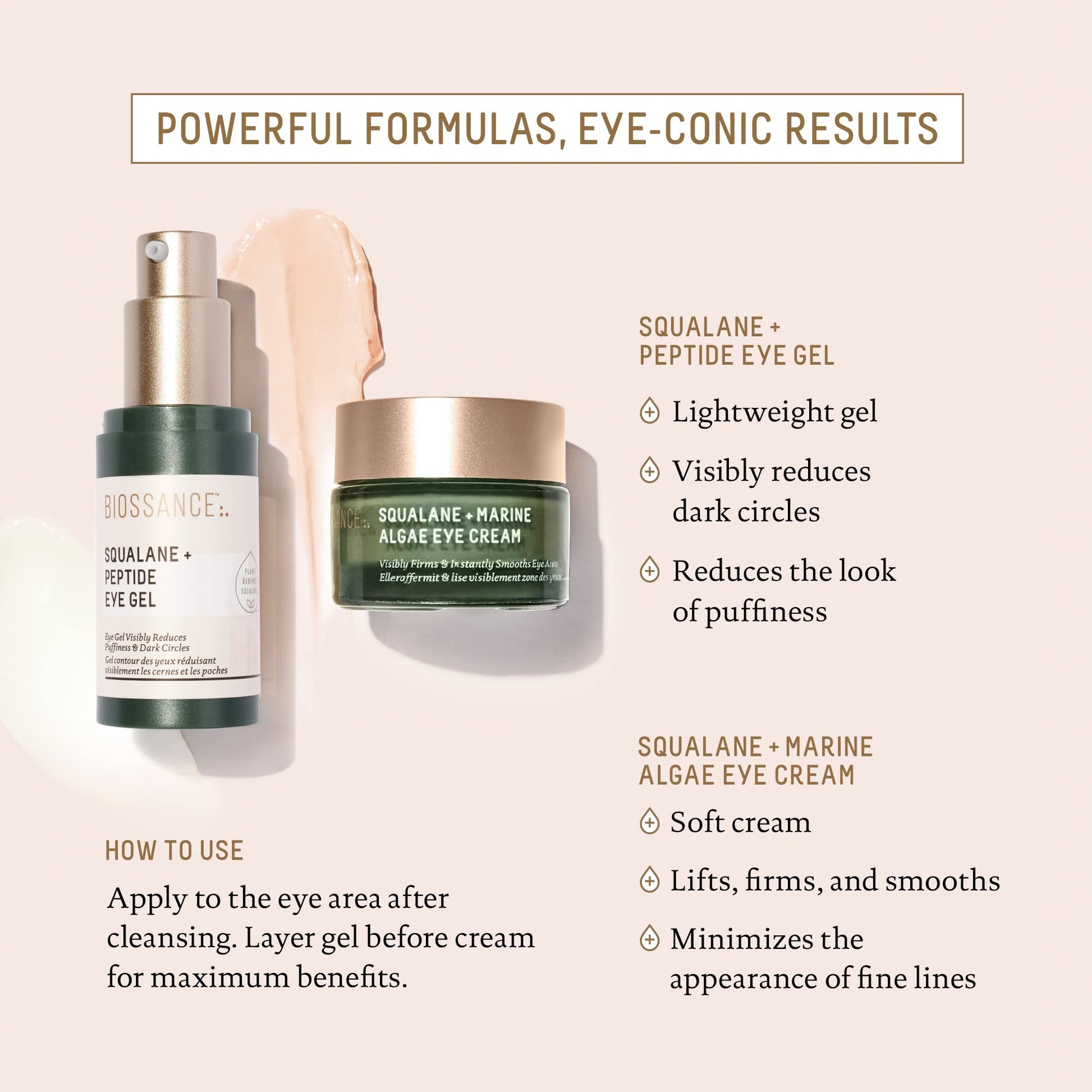Biossance Squalane and Marine Algae Eye Cream applied on skin