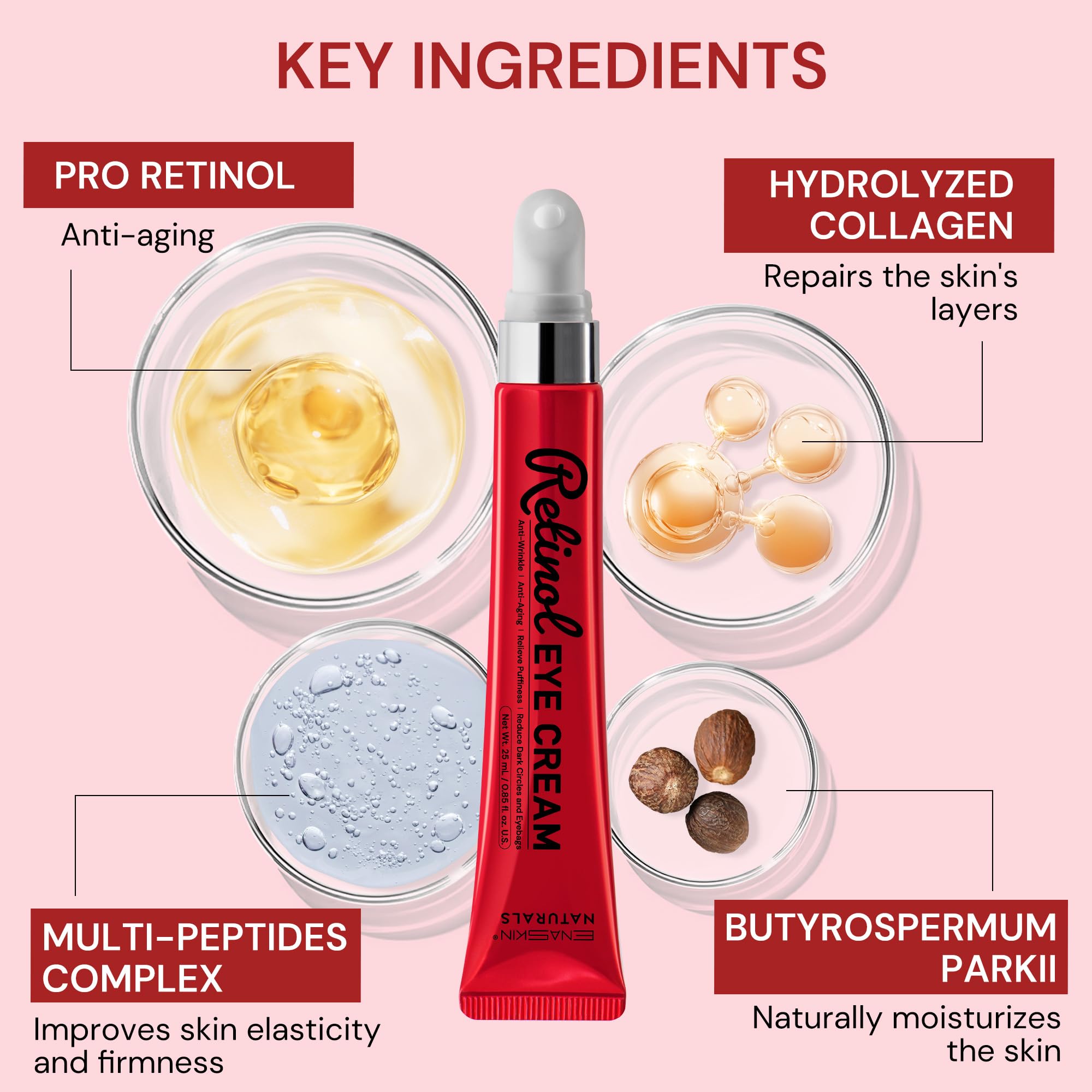 Enaskin Naturals peptide eye serum texture on skin