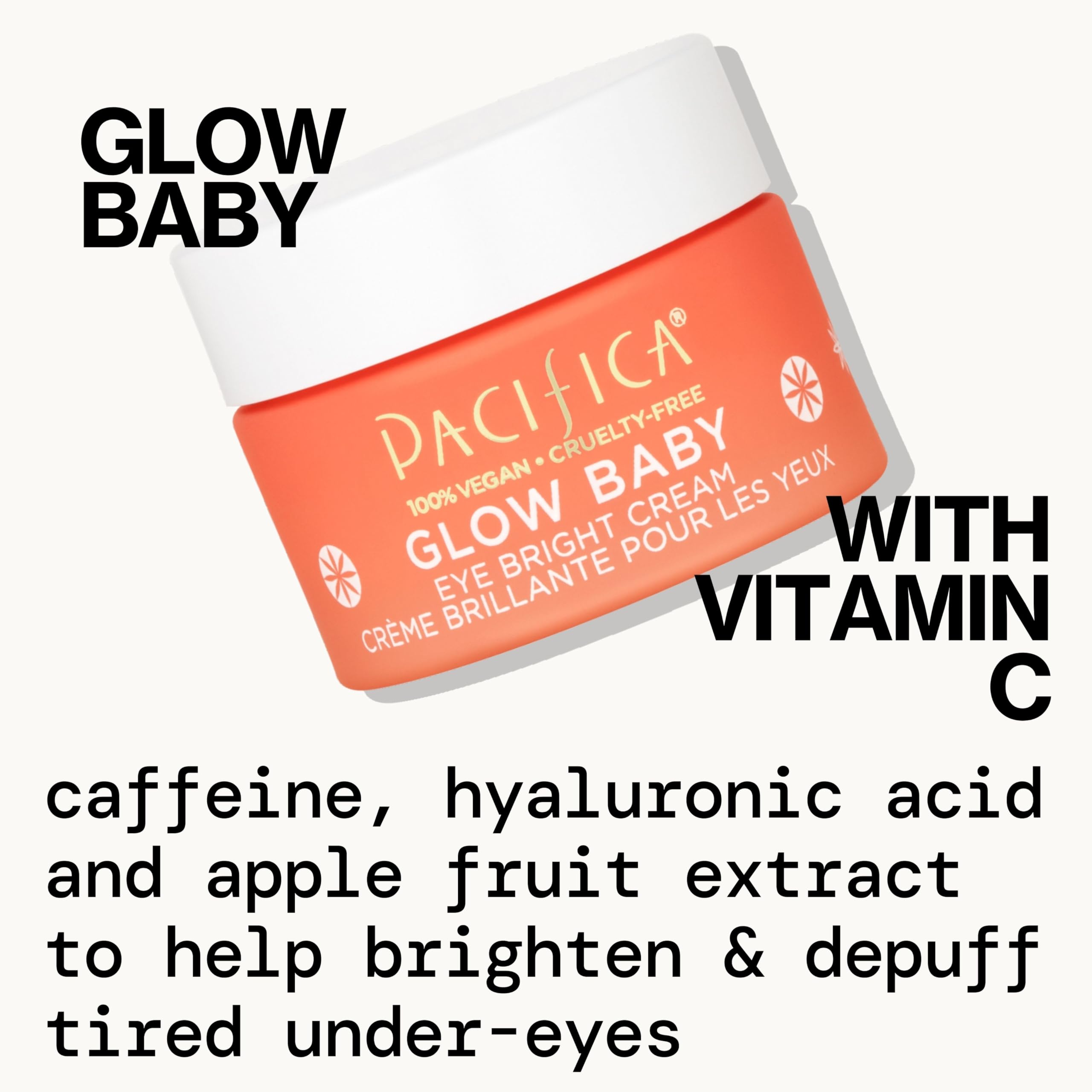 Caffeine infused vegan eye brightener cream jar by Pacifica Beauty