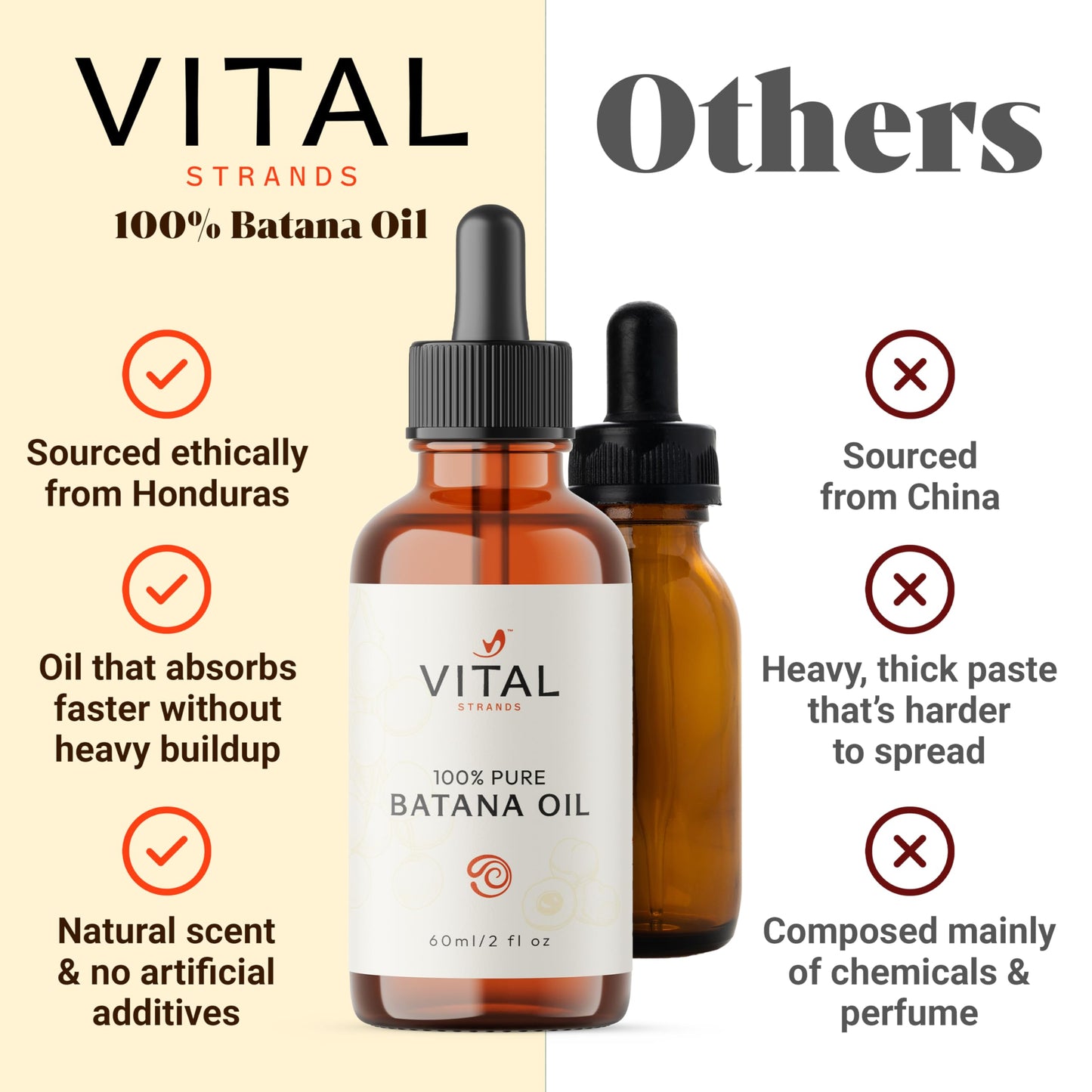 Vital Strands Batana oil product packaging 60 milliliters