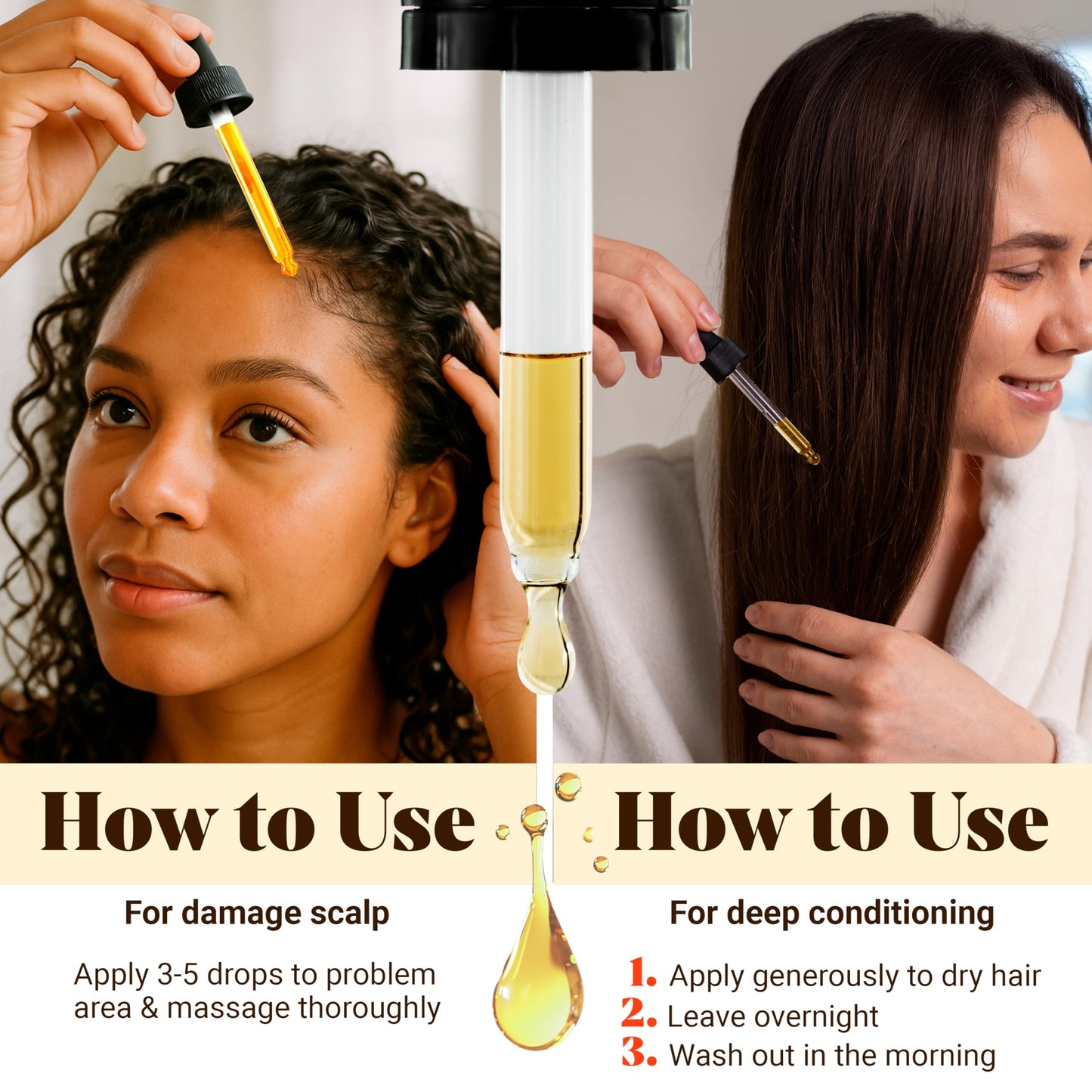 Natural Batana oil being applied to hair ends