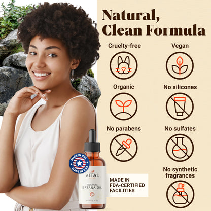 Detailed product label showing purity of Batana oil