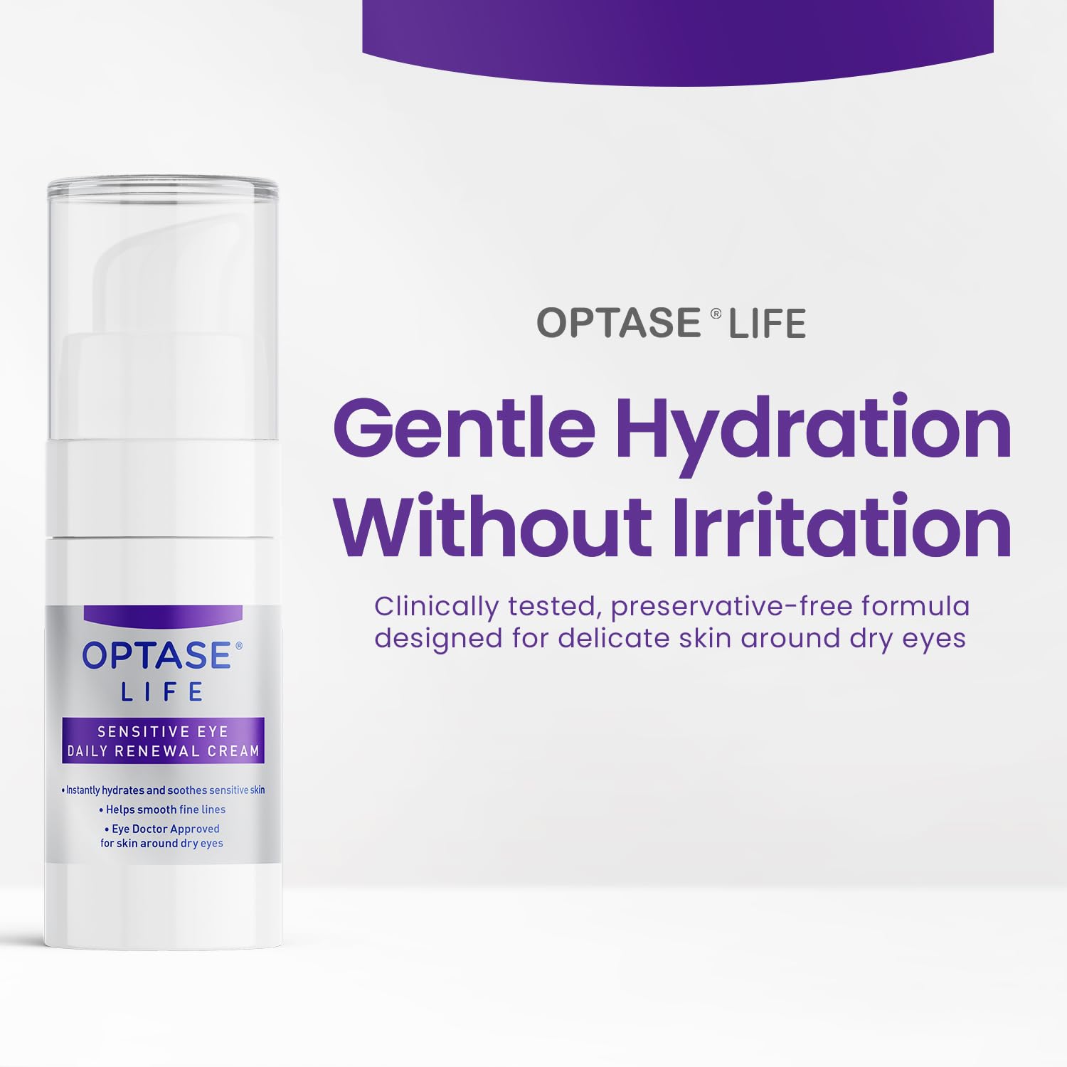 Optase LIFE eye cream packaging box showing ingredients list