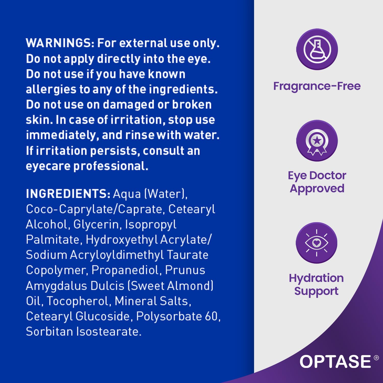Optase LIFE hydrating under eye cream product texture on skin