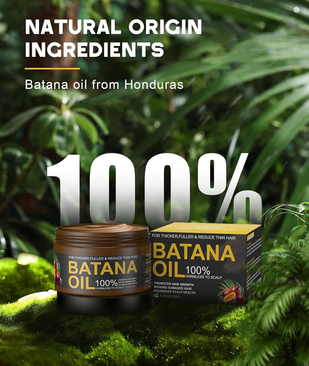 Qytin Batana Oil open jar showing caramel brown balm texture