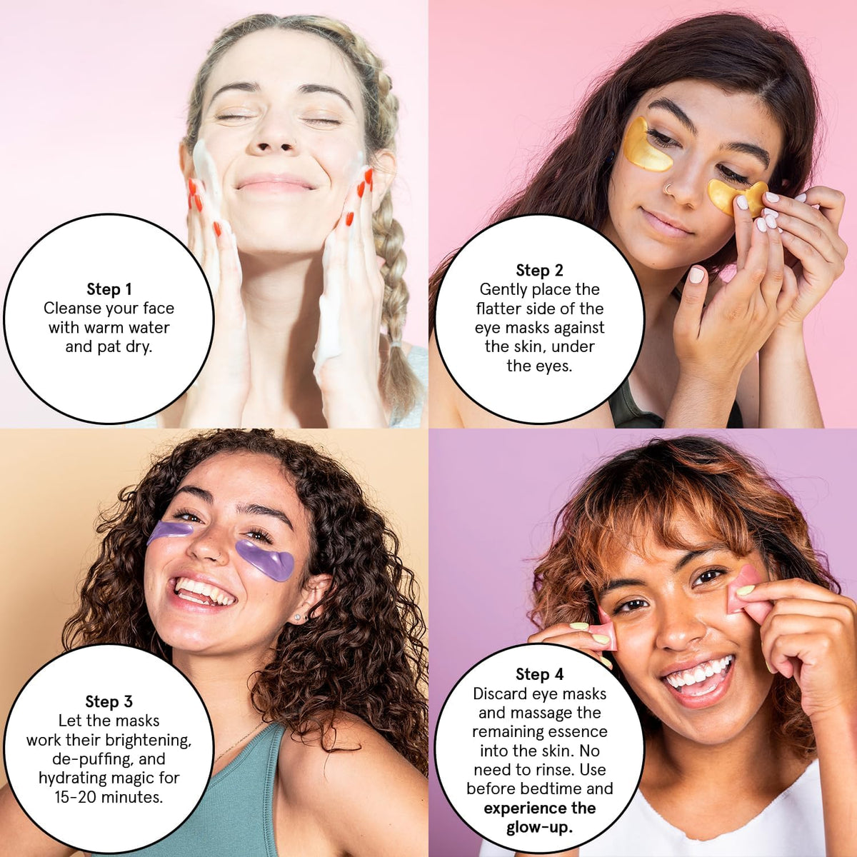 Grace And Stella purple eye patches skincare routine flat lay