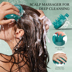 Lifestyle image of Voeruy scalp scrub demonstrating use on wet hair roots