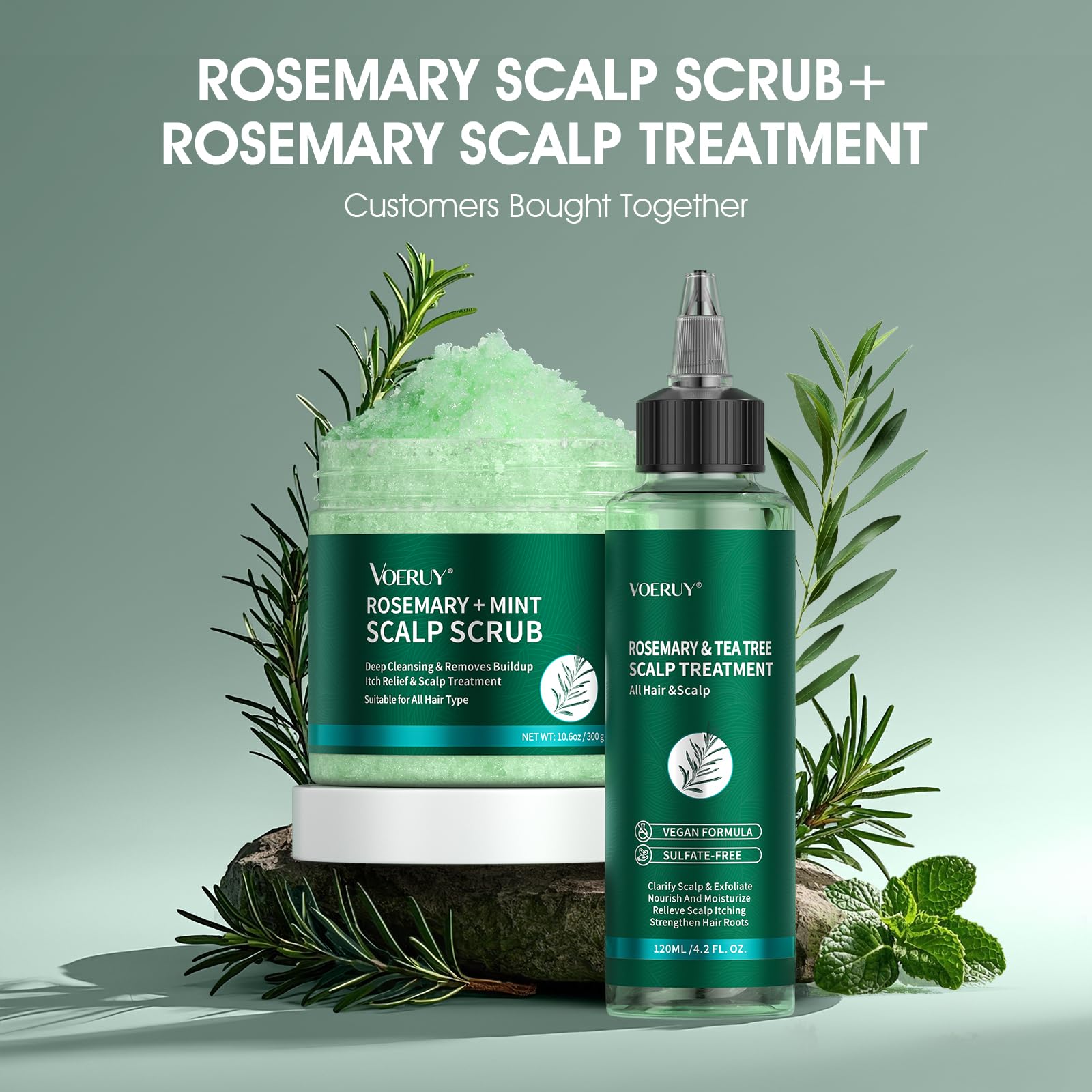 Lifestyle shot of Voeruy 2-in-1 exfoliating shampoo