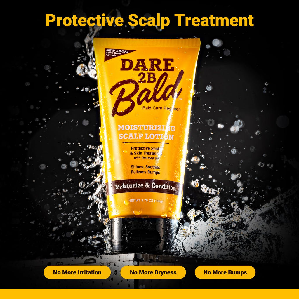 Dare 2B Bald moisturizing lotion back label with ingredients and usage