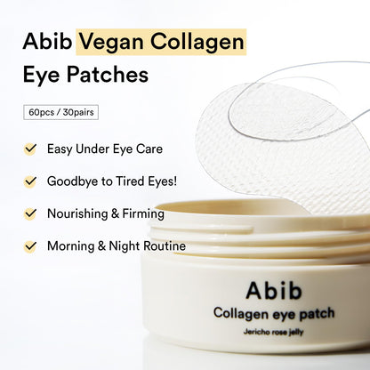 Korean vegan collagen eye patches in a beige jar close up