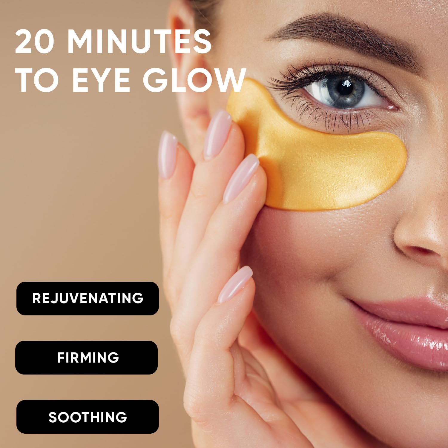 Celor under eye gel patches applied to skin