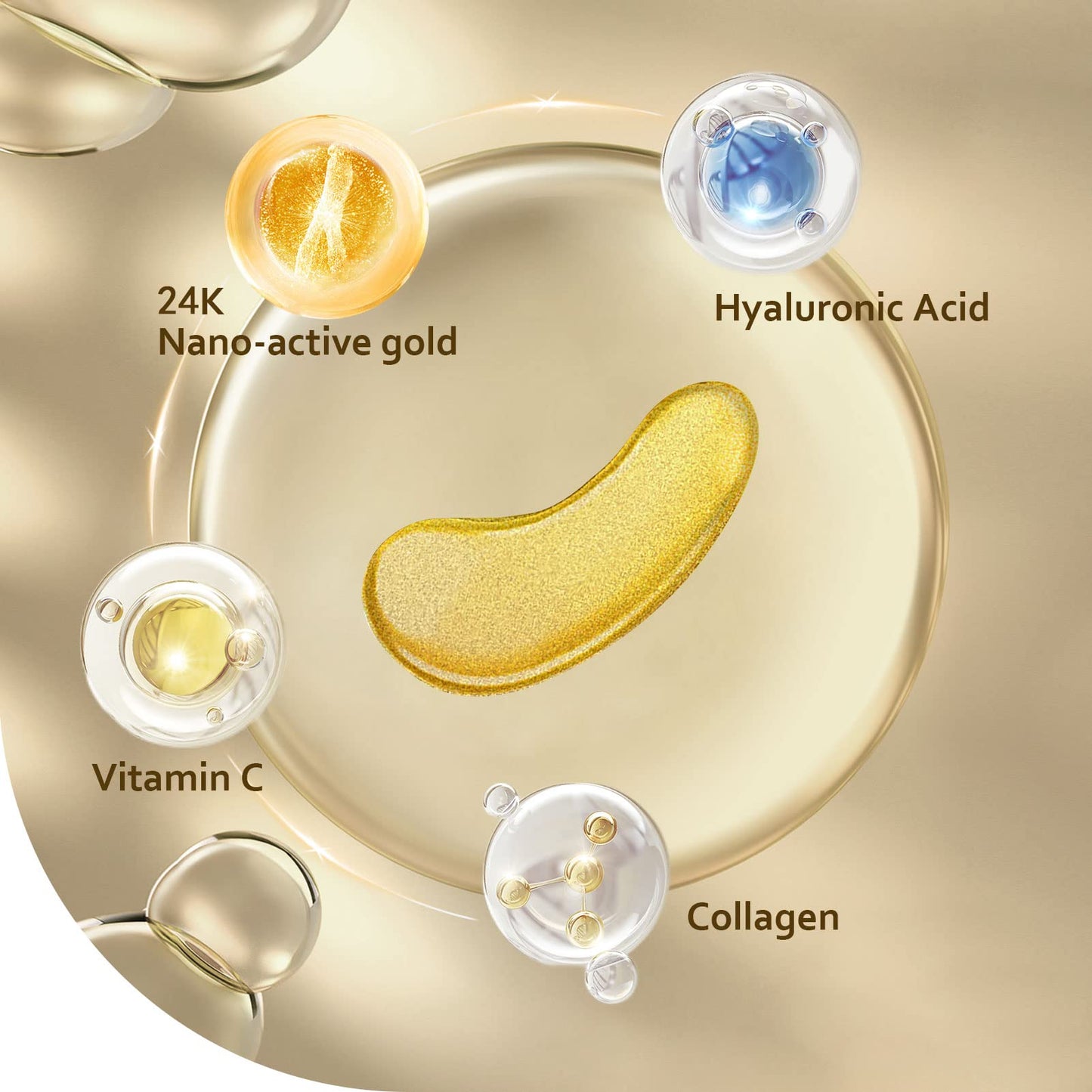 Taimand premium collagen eye patches showing the texture of the golden gel pads.