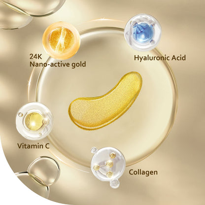 Taimand premium collagen eye patches showing the texture of the golden gel pads.