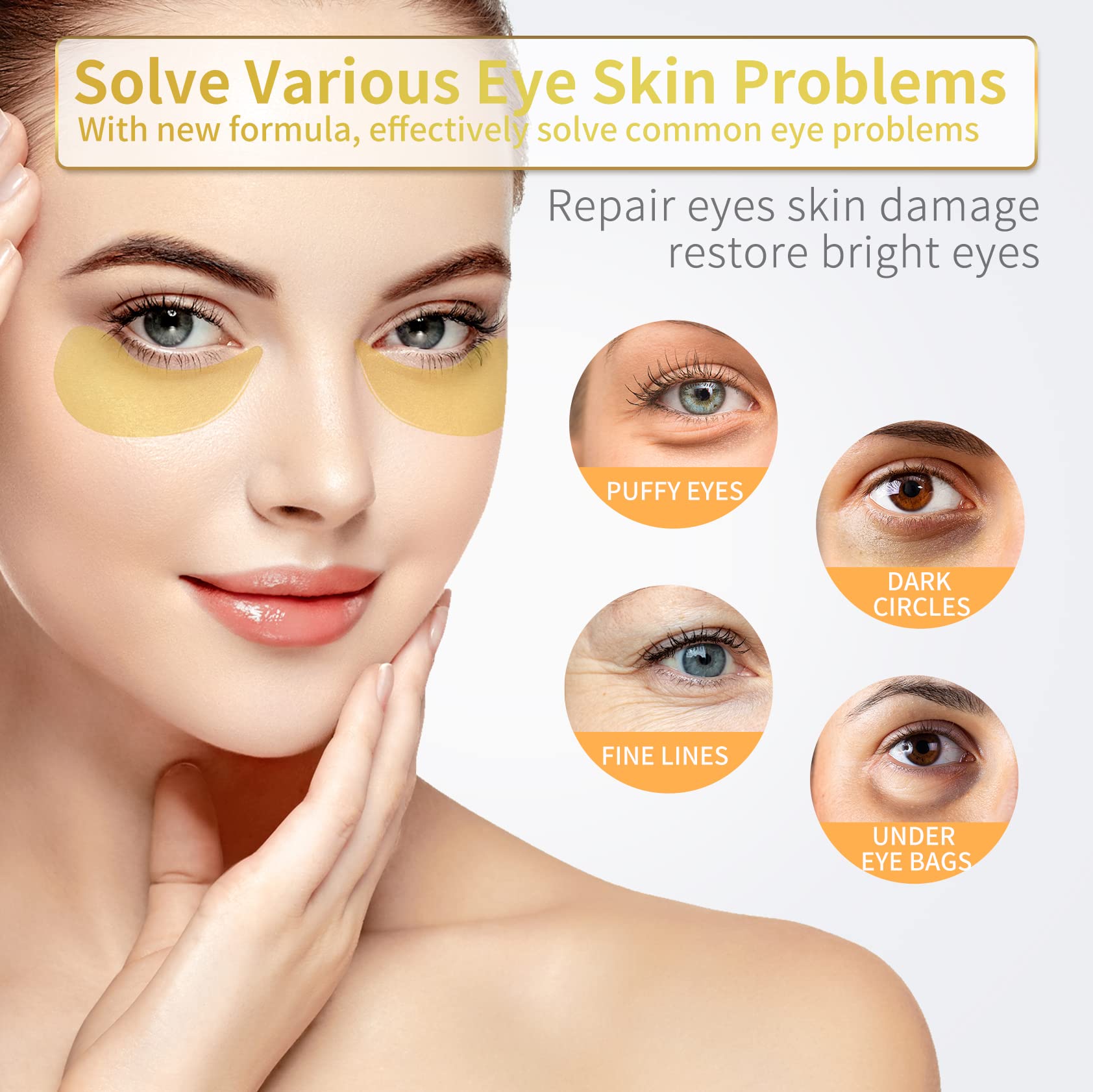 Nazano gold hydrogel eye patches applied to under eye area