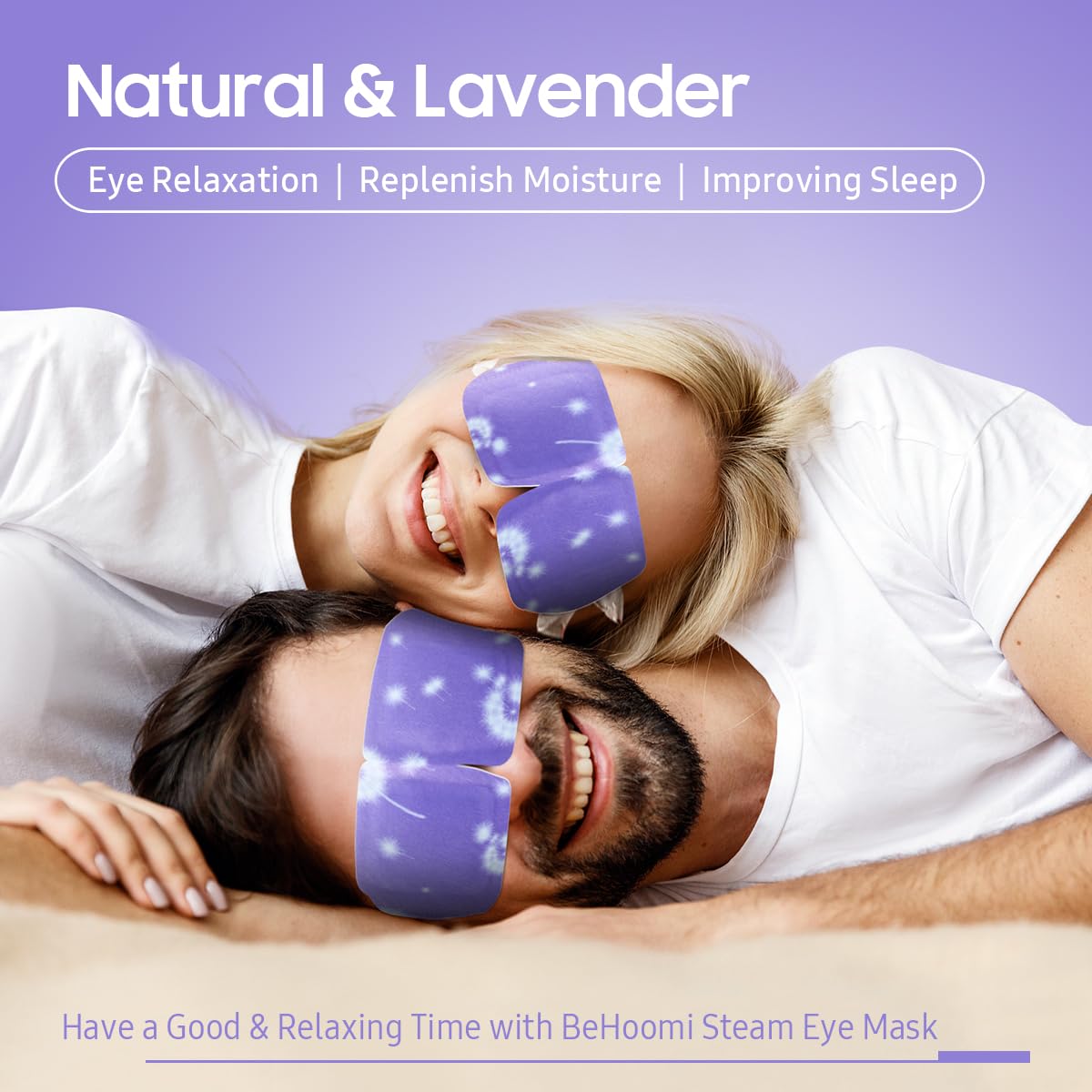 BeHoomi self heating eye mask lavender scent applied
