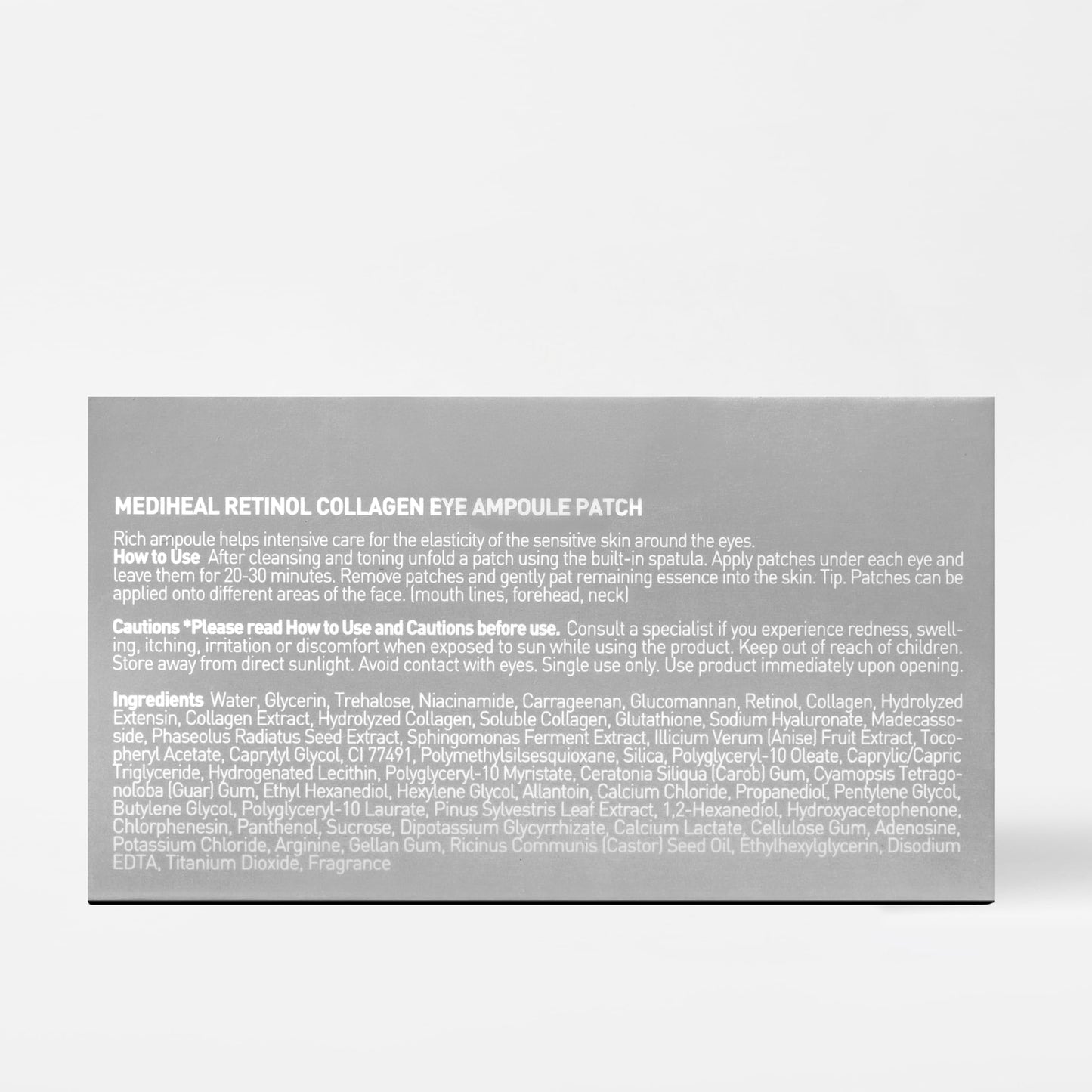 Mediheal retinol collagen eye ampoule patch texture and spatula details