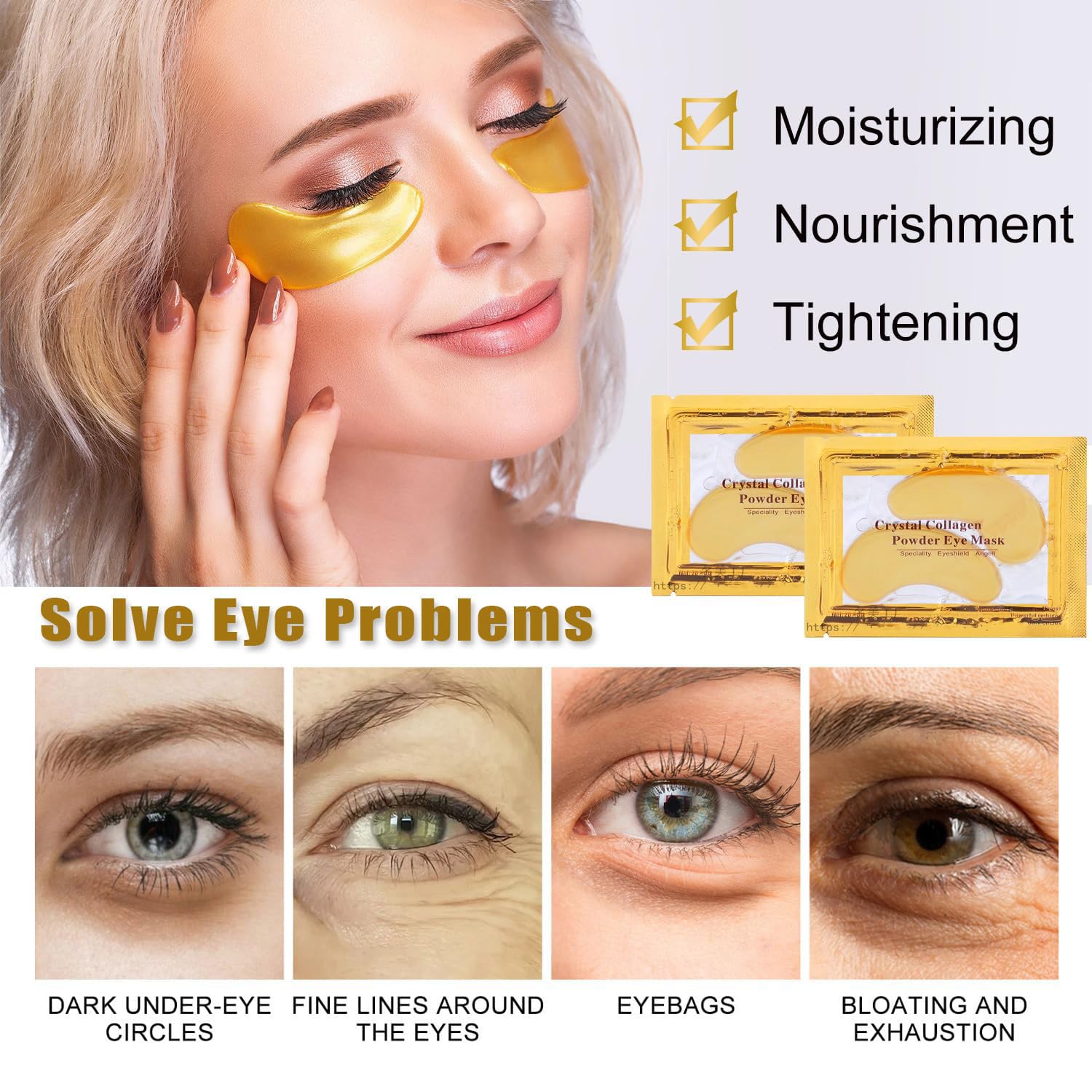 Eakroo collagen eye patches applied under eyes