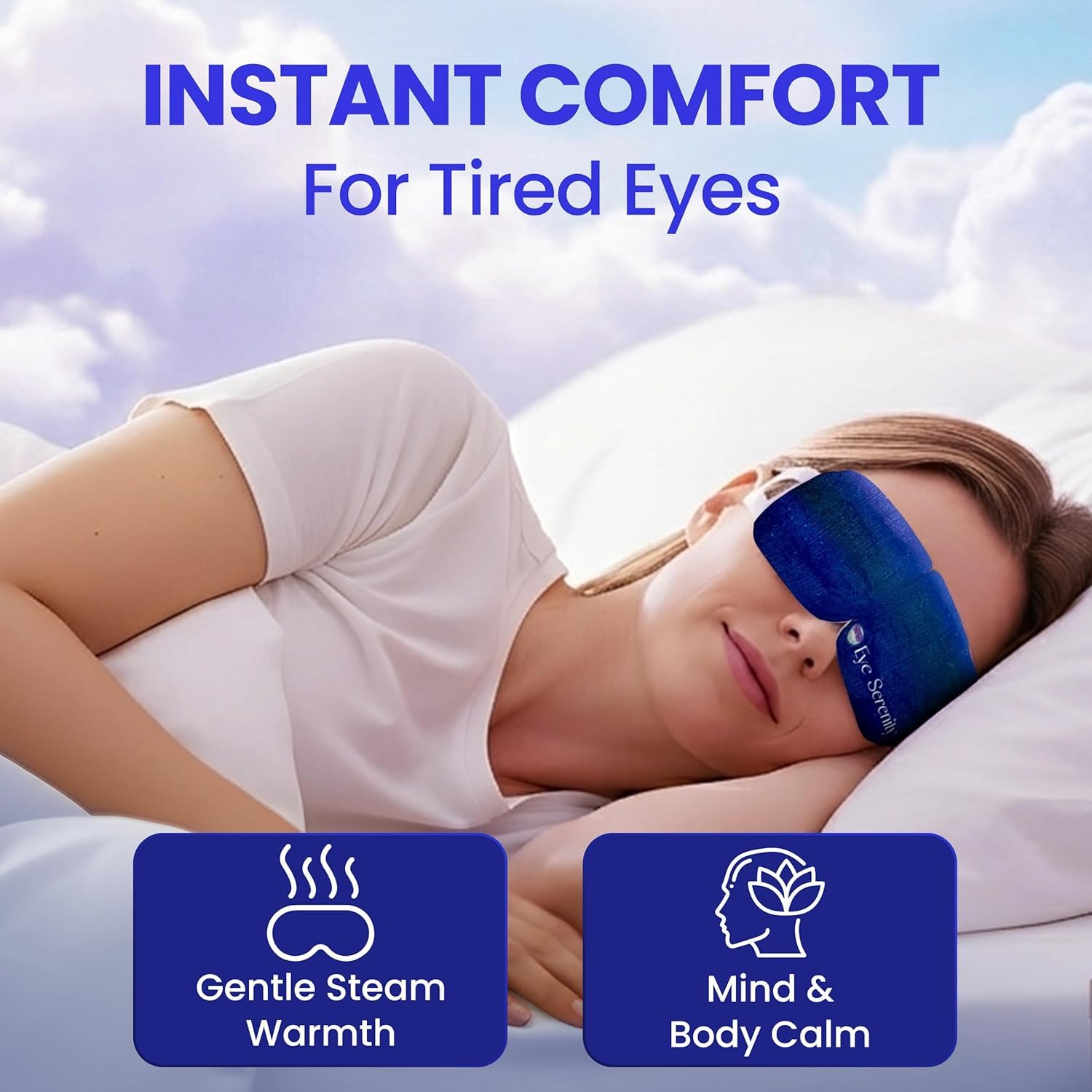 Premium eye serenity warm compress mask pack ideal for travel relaxation and sleep aid