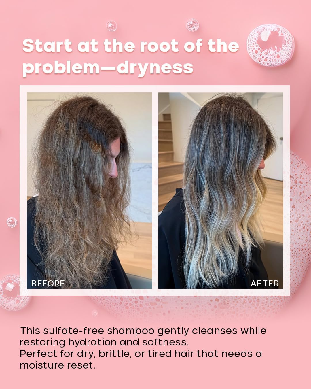 Sulfate free moisture shampoo and mask set for hair hydration