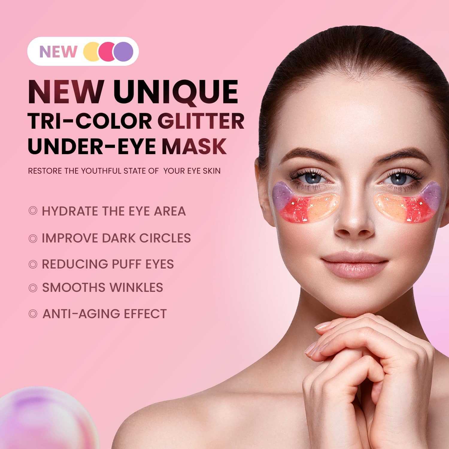 AILEORY hydrogel eye gel pads applied under the eyes for dark circles treatment