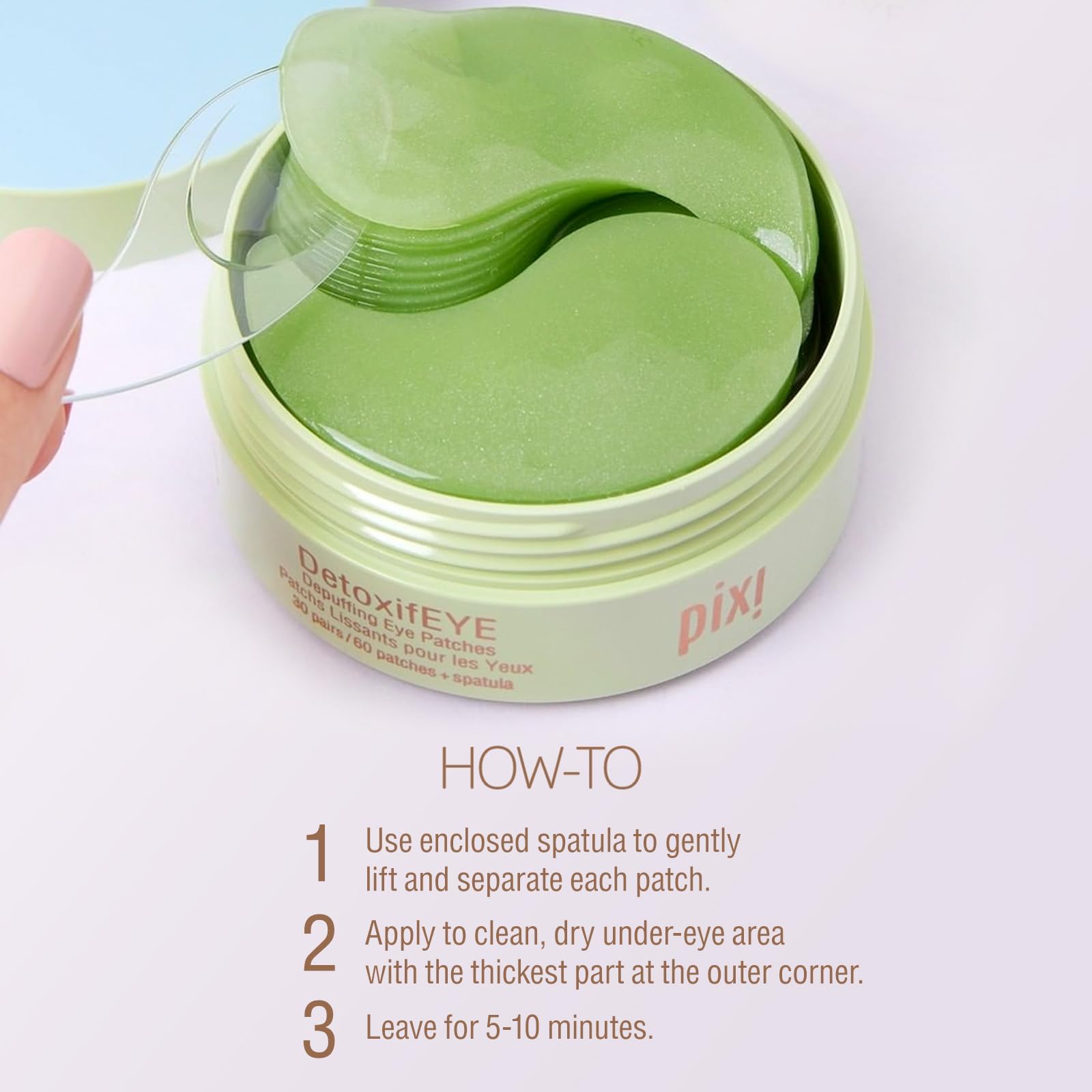 Close up of Pixi DetoxifEYE patches texture