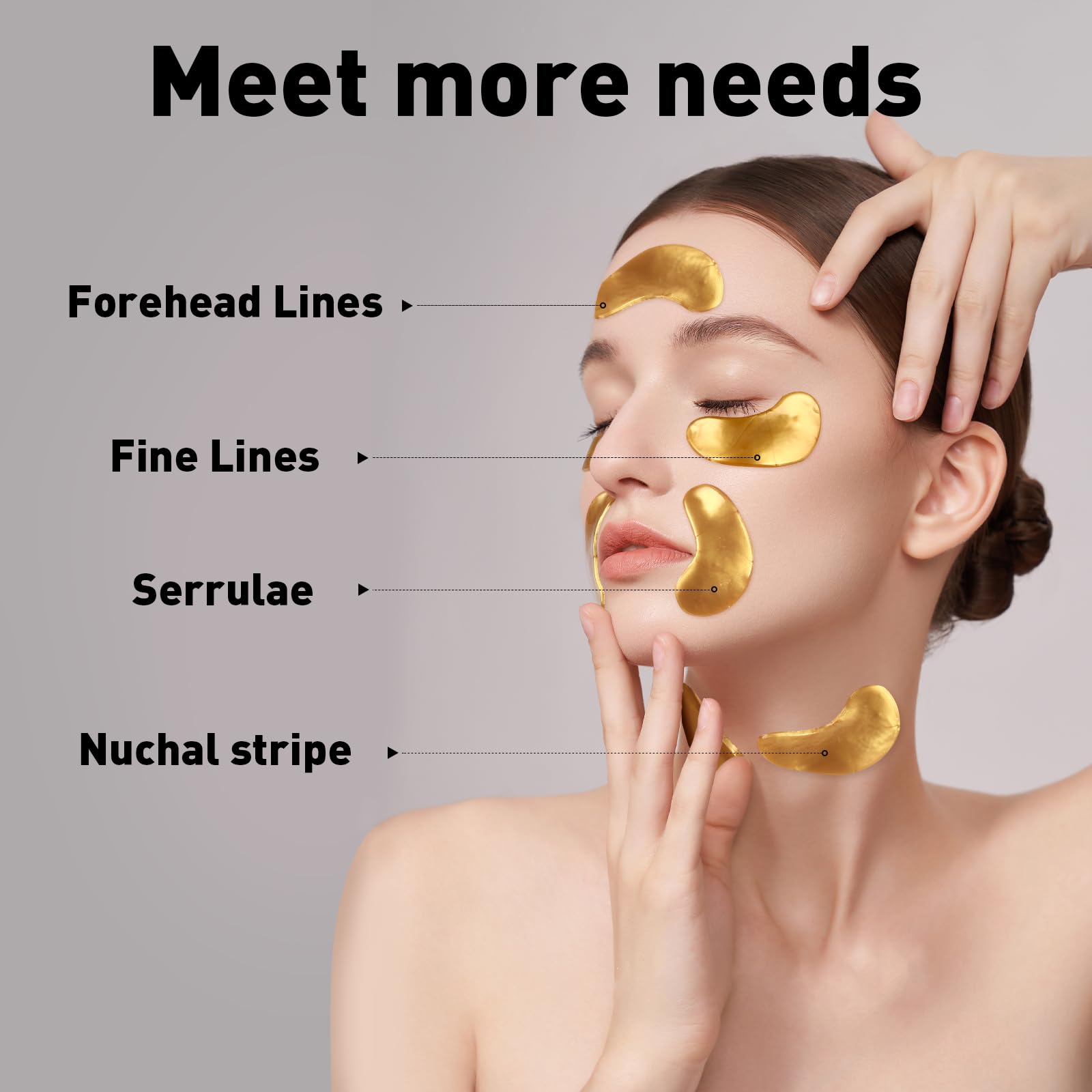 CHMI skincare product packaging showing fifty pairs of gold gel patches