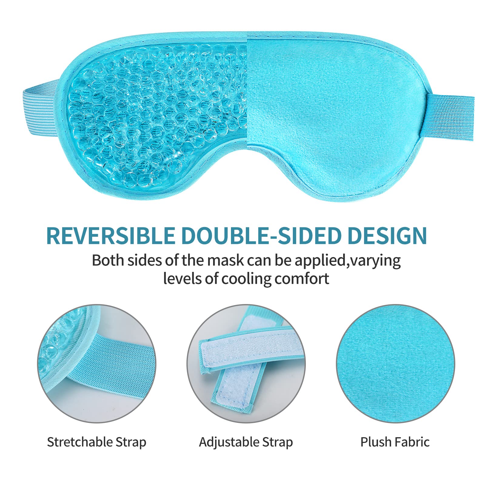 Person wearing Consgiji reusable hot cold eye mask