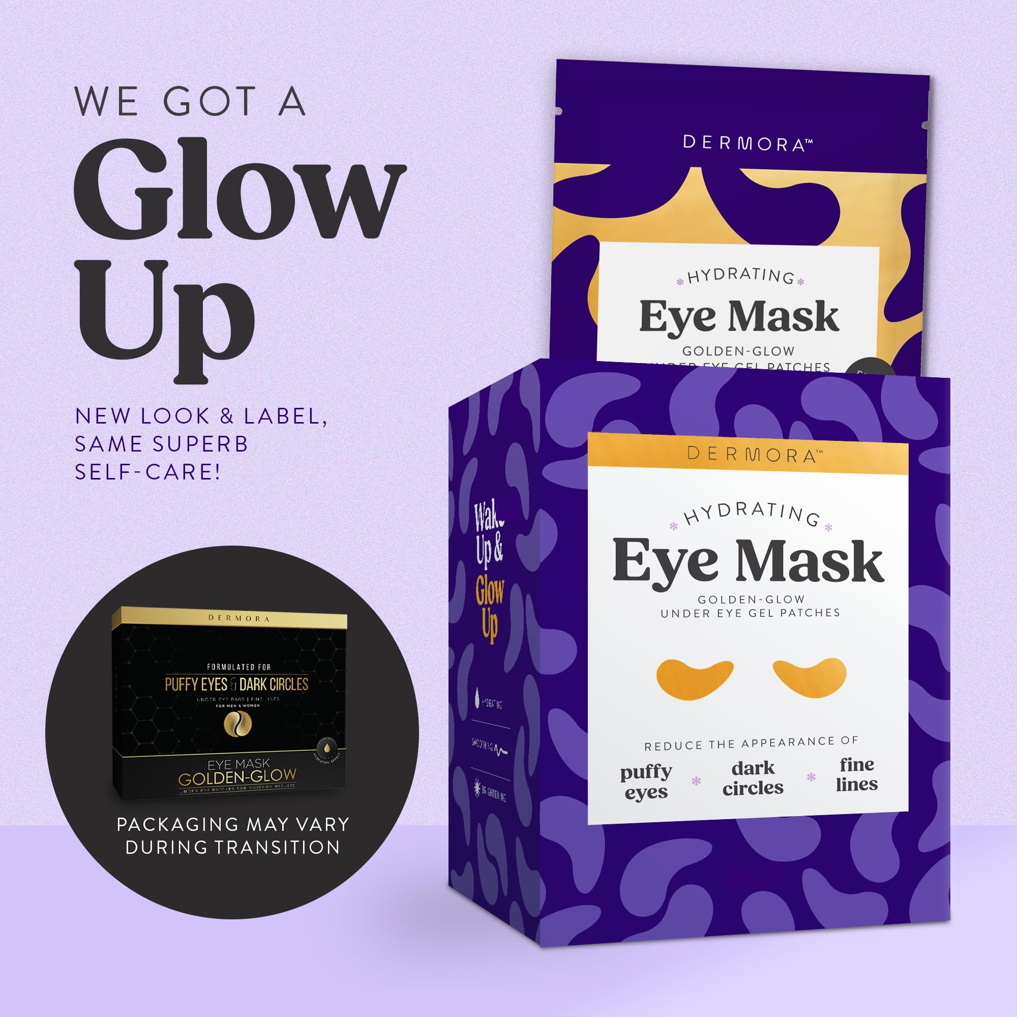 Dermora gold eye mask individual patch packet design