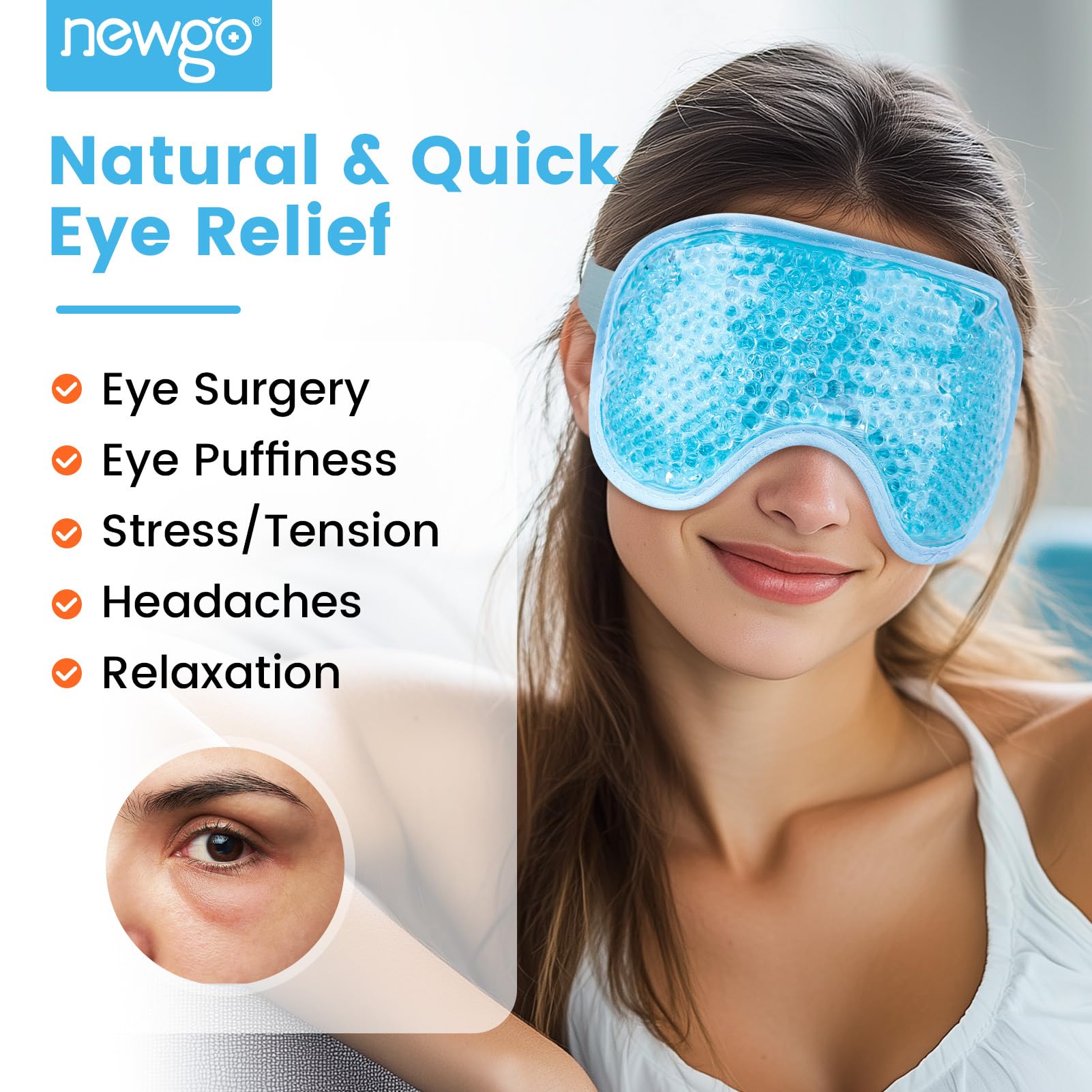 Newgo gel bead eye mask for puffy eyes and dark circles