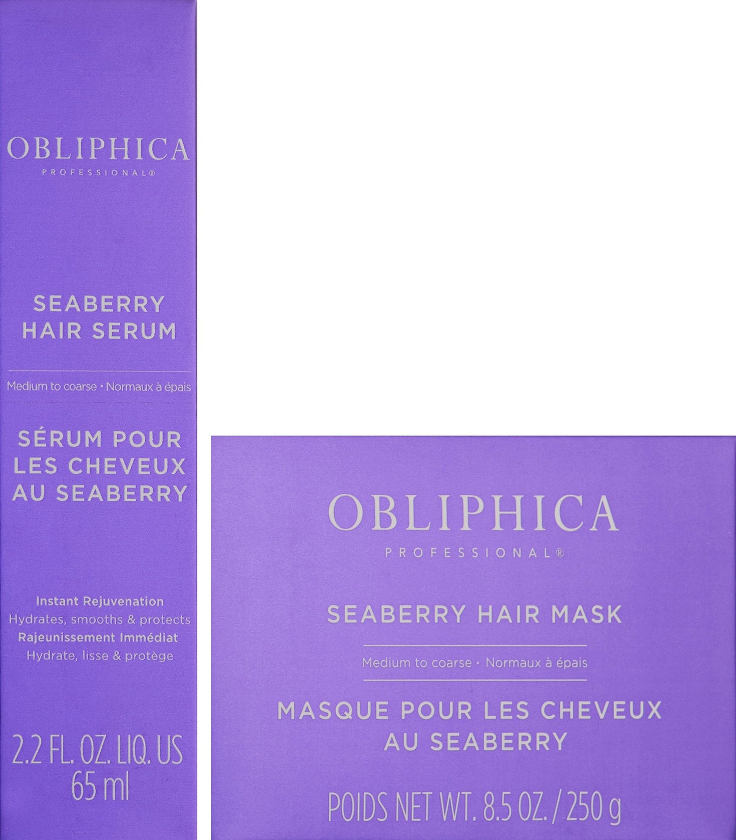 Obliphica Professional Expect Perfection set showing the rich texture of the deep conditioning hair mask.